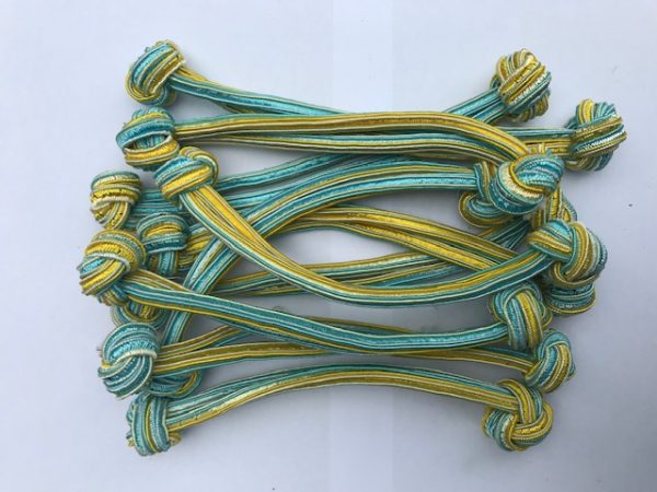 blue yellow beautiful colorful woman hair knots handmade