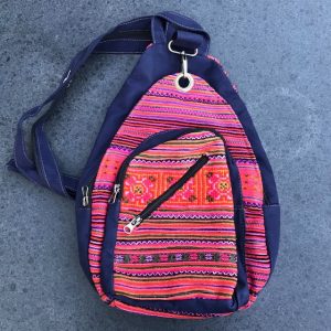 Handgemaakte schoudertas rugtas gekleurd borduursels rits Fairtrade