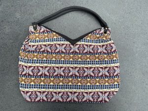 Schoudertas katoen tas Vietnam gekleurd borduursels ritssluiting gevoerd fair trade handgemaakt