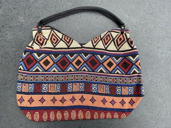 Schoudertas katoen tas Vietnam gekleurd borduursels ritssluiting gevoerd eerlijke handel handgemaakt