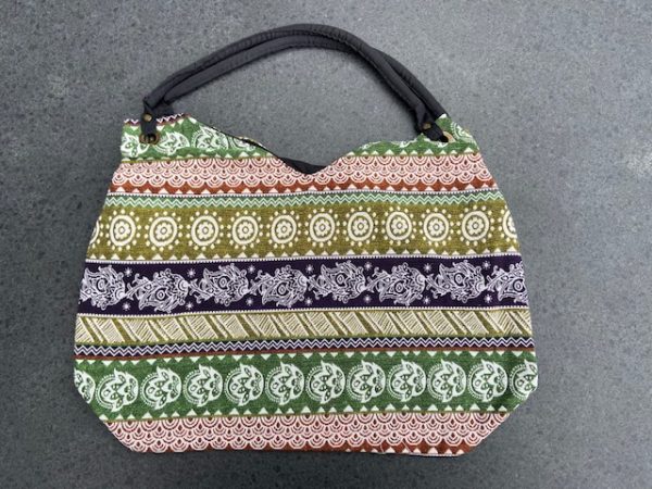Schoudertas katoen tas Vietnam gekleurd borduursels ritssluiting gevoerd eerlijke handel handgemaakt