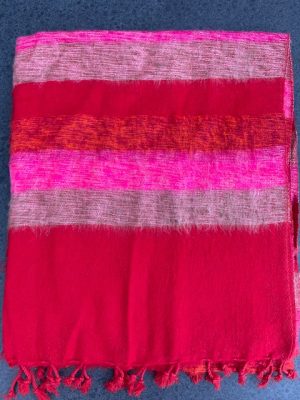 Sjaal van Yakwol Jakwol Shawls of Yak wool jak Fairtrade gestreept rood