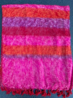 Sjaal van Yakwol Jakwol Shawls of Yak wool jak Fairtrade gestreept roze
