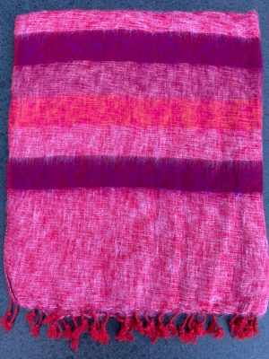 Sjaal van Yakwol Jakwol Shawls of Yak wool jak Fairtrade gestreept roze paars