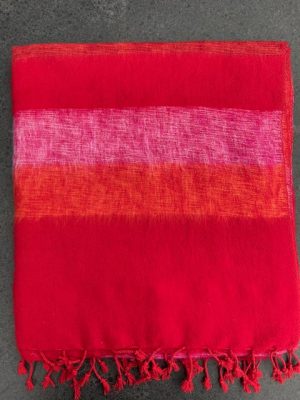 Sjaals van Yakwol Jakwol Jak Yak wol Shawls of Yakwool Fair trade gestreept rood oranje roze